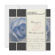 Islam blue rose wedding engagement muslim invite