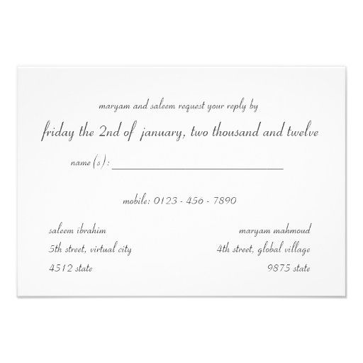 Islam damask wedding engagement islamic rsvp personalized announcement