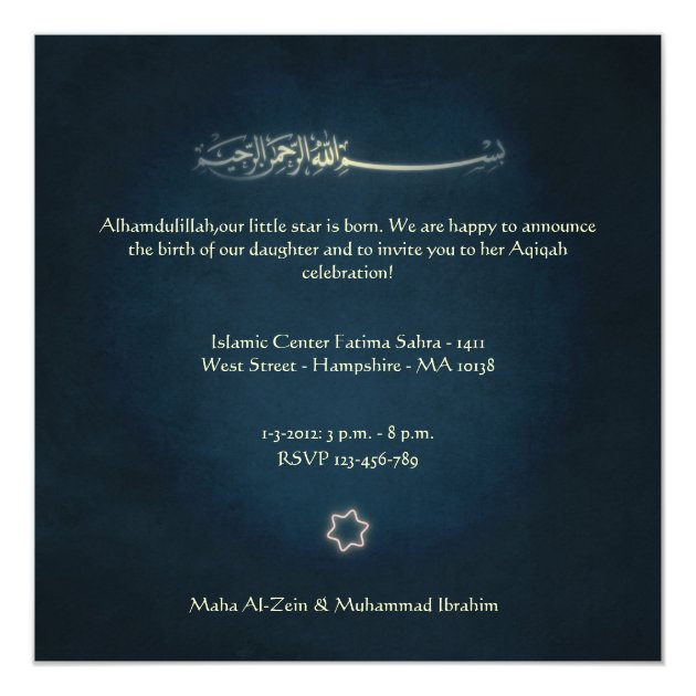 Islam Islamic baby birth Aqiqah night star Card
