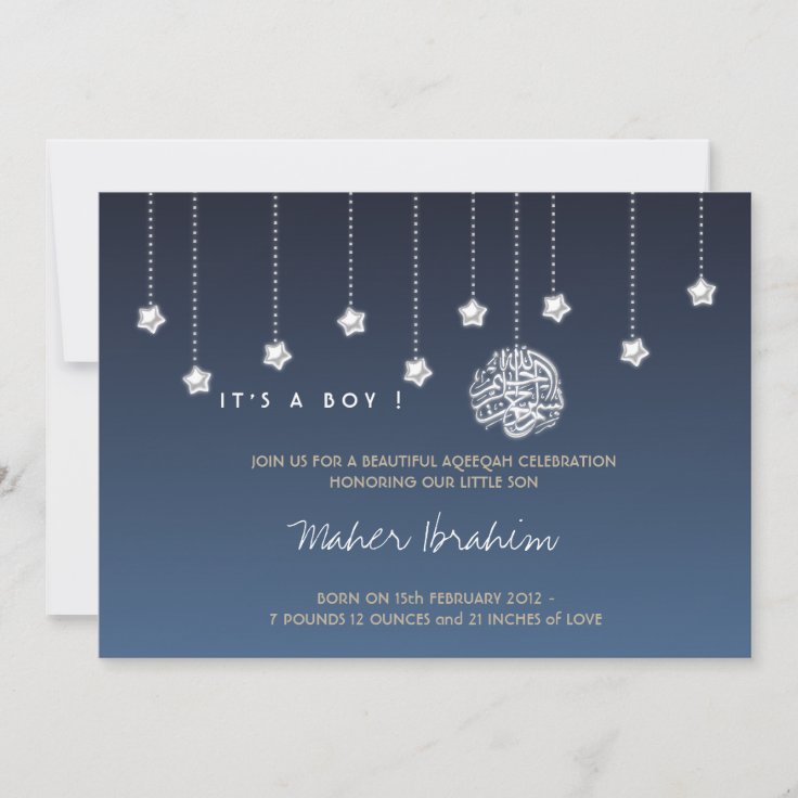 Islamic Aqiqah Aqeeqah Baby Night Sky Star Invitation Zazzle