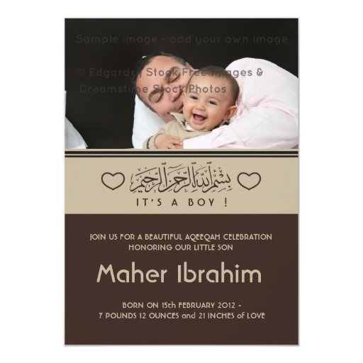 Islamic Aqiqah Aqeeqah Photo Baby Announcement | Zazzle