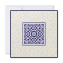 Islamic Arabic blue ornament engagement wedding Invites