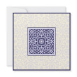 Islamic Arabic blue ornament engagement wedding Invites