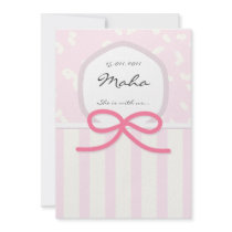 Islamic baby Aqiqah birth invitation bed pink
