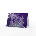 Islamic blue Eid mubarak kareem greeting card