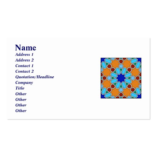 Islamic geometric pattern Business Card (front side)