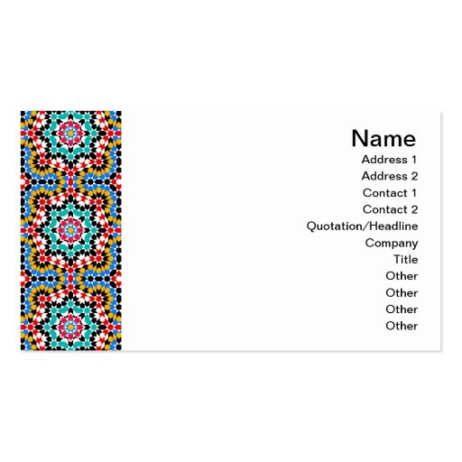 Islamic geometric pattern Tile Business Card (front side)