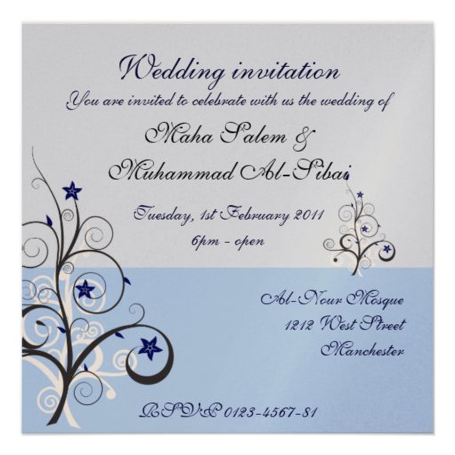 Islamic mashaAllah blue  wedding / engagement Announcements
