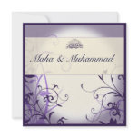 Islamic purple ornate flower wedding / engagement announcement