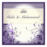 Islamic purple ornate flower wedding / engagement announcement