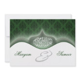 Islamic wedding engagement bismillah royal green invitation