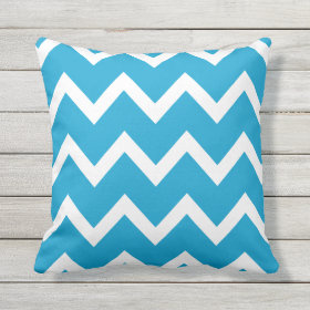 Island Blue Zigzag Chevron Pattern Outdoor Pillows