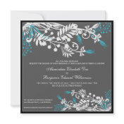 Island Floral (aqua) Elegant Wedding Invitation