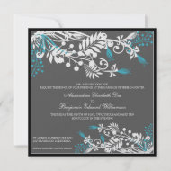 Island Floral (aqua) Elegant Wedding Invitation invitation