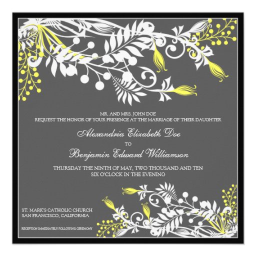 Island Floral (lemon) Elegant Wedding Invitation
