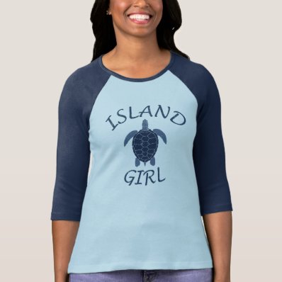 island girl blue turtle summer vacation tropical tshirts