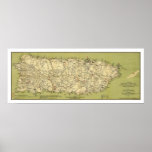 Island of Puerto Rico Map 1900 posters