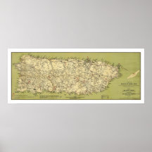 Island of Puerto Rico Map 1900 Poster