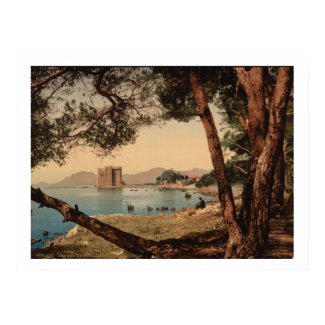 Island of Saint-Honorat Monastery, Cannes, Photo d'impression antique