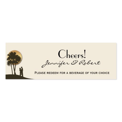 Island Paradise Wedding Drink Tickets Business Cards (front side)