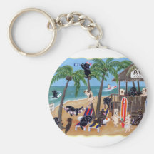 Island Summer Vacation Labradors Key Chain