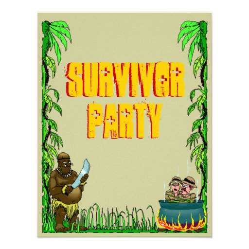 Island Survivor Fun Themed Party Invitations