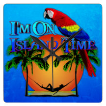 Island Time In Hammock Wall Clocks