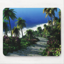 island, stair, tropical, beach, ocean, water, tropics, Mouse pad with custom graphic design