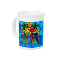 Island Time Sunset And Tikis Drink Pitcher