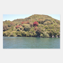 Island with Yacht Rectangular Sticker