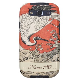 Isoda Koryusai Crane Waves and rising sun Galaxy S3 Case