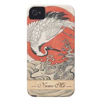 Isoda Koryusai Crane Waves and rising sun iPhone 4 Cover