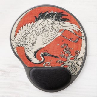 Isoda Koryusai Crane Waves and rising sun Gel Mouse Mats