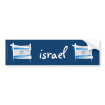 Israel Brush Flag Bumper Sticker