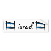 Israel Brush Flag Bumper Stickers