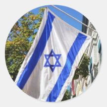 Israel Flag Flying Round Sticker