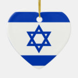 Israel Flag Heart Christmas Tree Ornaments