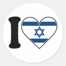 Israel Heart Flag Round Stickers