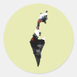 Israel Trendy Peace Sign with Israeli map Round Stickers