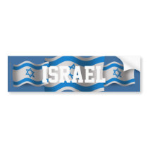 Israel Waving Flag Bumper Stickers