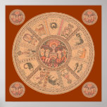 Israeli Hebrew Zodiac Wheel Print