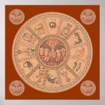 Israeli Hebrew Zodiac Wheel Print