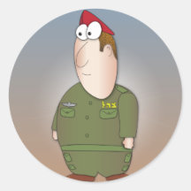 Israeli sodier - cool cartoon character round sticker