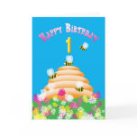 Ist Birthday cute Bees and Flowers Card