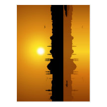 Istanbul and sunset post card