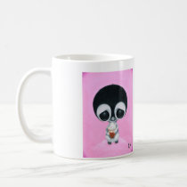 sugar, fueled, michael, banks, penguin, hot, cocoa, animal, creepy, cute, big, eyes, eyed, rainbow, happiness, happy, pink, cuddly, adorable, lowbrow, pop, surrealism, Mug with custom graphic design