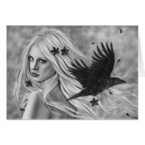 It Flies Crow Girl Greeting Card cards