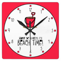 It is Beach Time! Red wall clocks