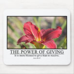 It is more blessed to give than receive Acts 20:35 Mousepad