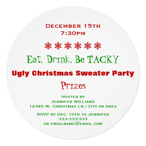 It Might Get Ugly Tacky Sweater Holiday Party Custom Invitation
